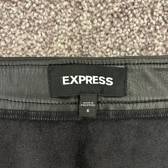 Express Women's Faux Leather Skirt Size 6 Black Front Button Closure Pockets - Picture 10 of 11